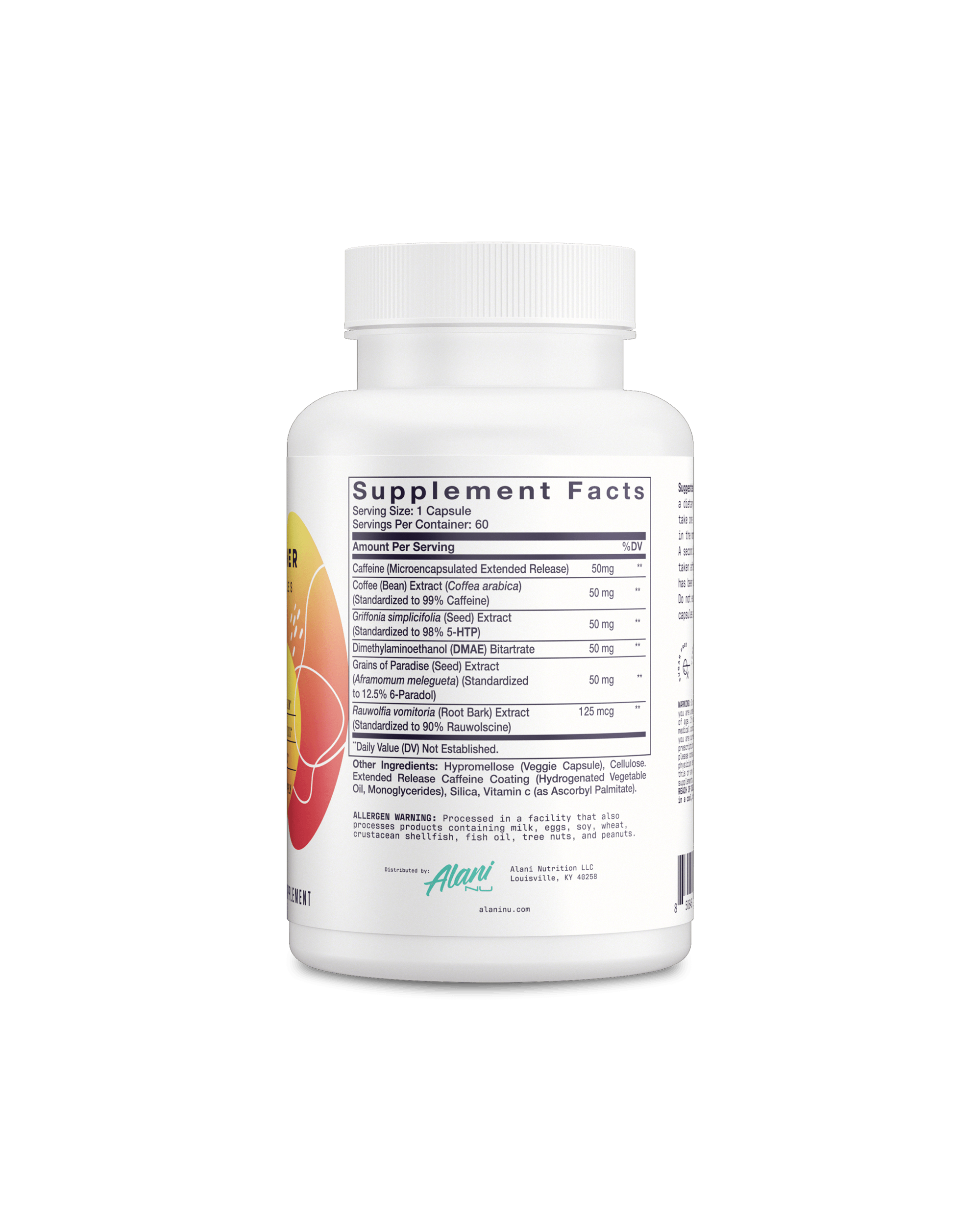 A back view of Fat Burner highlighting specific supplement facts.